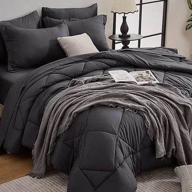 7 Pieces Queen Comforter Set, All Season Reversible Bed in a Bag, Ultra Soft...