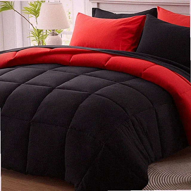 Anluoer King Size Comforter Set 7 Pieces, Reversible Bed in a Bag King Size,L