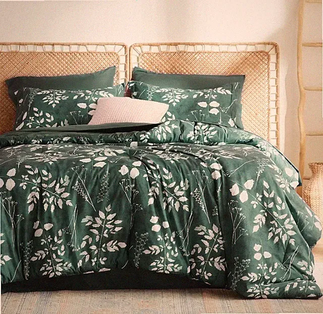 Bedsure Queen Comforter Set - 7 Pieces Floral Forest Green Soft Bedding Set