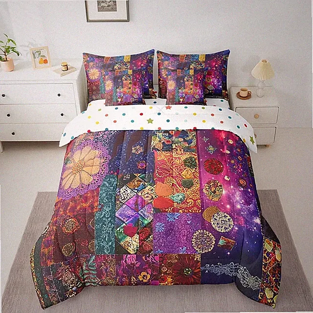 Boho Mandala Bed in a Bag 7 Pieces King Size, Bohemian Style Comforter Set wi...