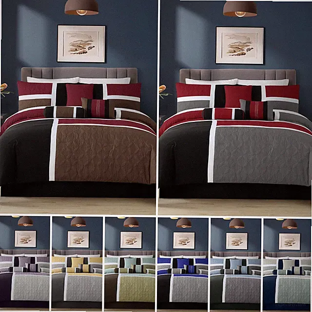Chezmoi Collection 7-Piece Comforter Set Medallion Patchwork Quilted Bedding Set