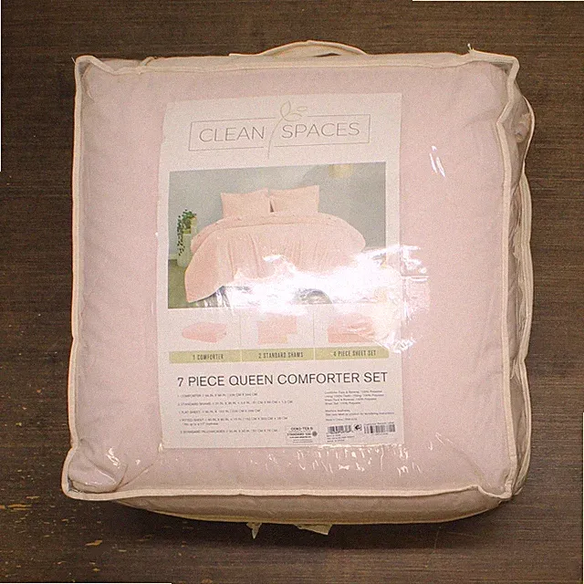 Clean Spaces 7-Piece Comforter Bedding Set Pink Queen
