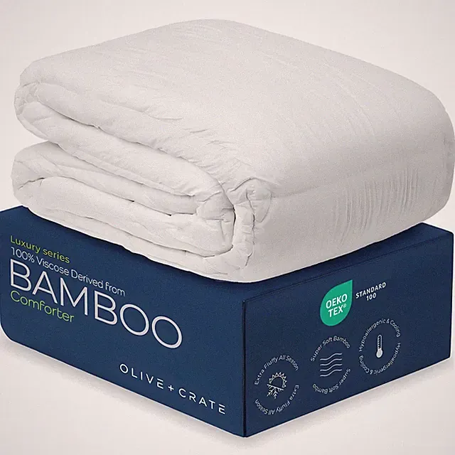 Comforter King Size Cooling Bamboo Viscose 102 x90 Hypoallergenic White Olive