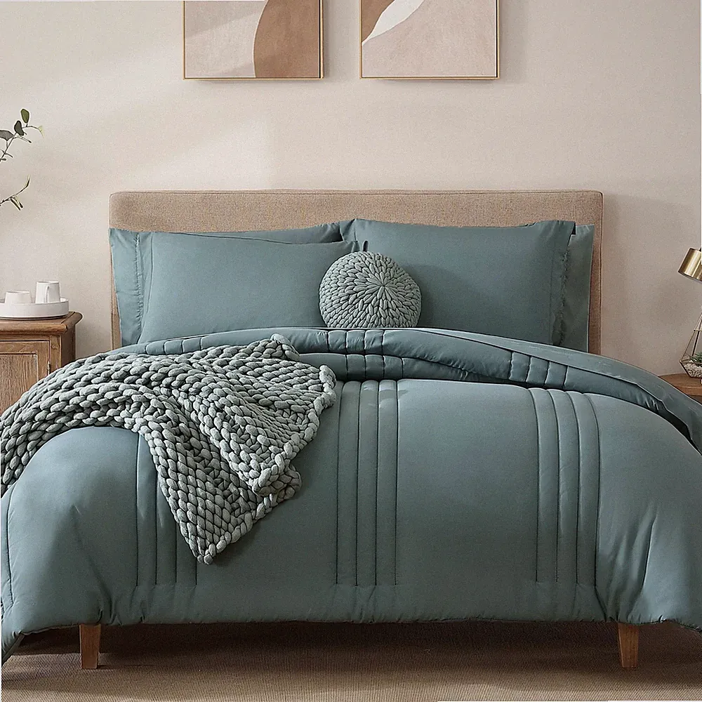 Comforter Set 7 Pieces Full 80 X90 Blue Green Bed Sheets Shams Monbix Size Sets