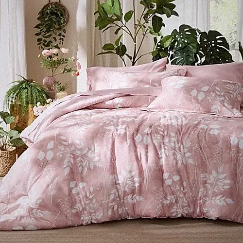Comforter Set - 7 Pieces Pink Soft Bedding Sets Bed in Floral Queen 03 - Pink
