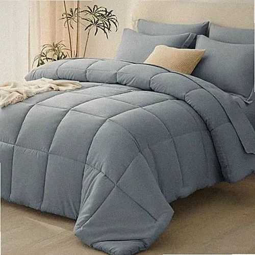 Comforter Set with Sheets - 7 Pieces Bed in a Bag Bedding Queen Grayish Blue