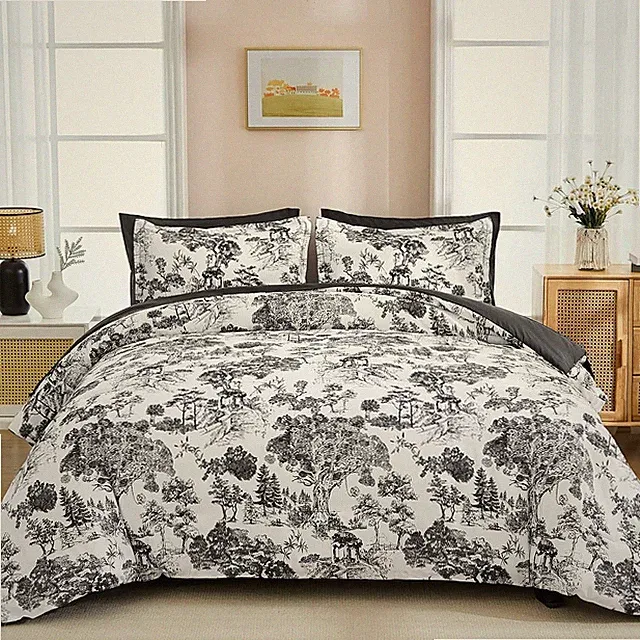 DJY Black Comforter Set Queen, 7 Pieces and White