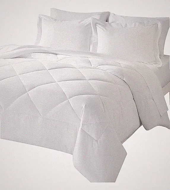 EnvioHome 7 Piece Comforter Set with Sheets & Pillowcases, Queen, White, New