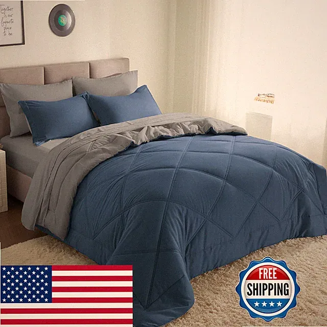 Joiedomi California King Comforter Set Sheets Navy Blue 7 Pieces Bedding Set 1