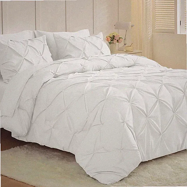 JOLLYVOGUE Comforter Set 7 Pieces - Bed in a Bag for All Season, Pintuck Bedding
