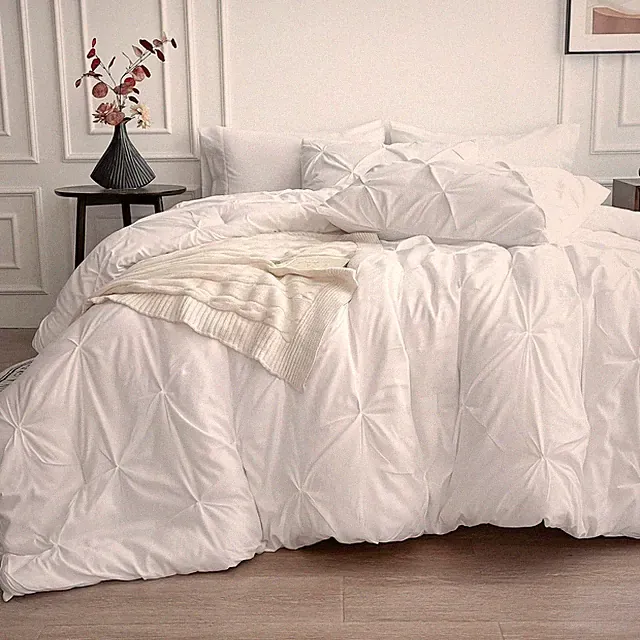 King Size Comforter Set, 7 Pieces King Bedding Set, Pintuck Bed