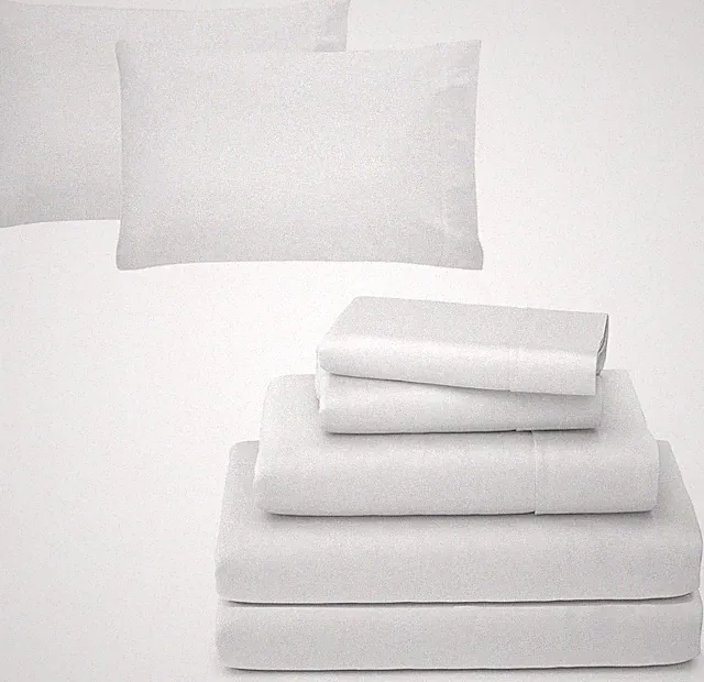 Luxury Split King Sheet Set with 4 King Pillowcases, White - 7 Pieces
