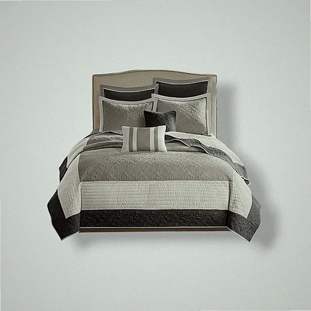 Madison Park Gray Attingham 7-Piece Reversible Full/Queen Coverlet Set
