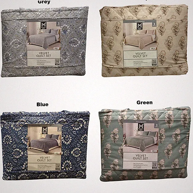 Member's Mark 3-Piece Printed Velvet Quilt & Matching Sham Sets, Full/Queen