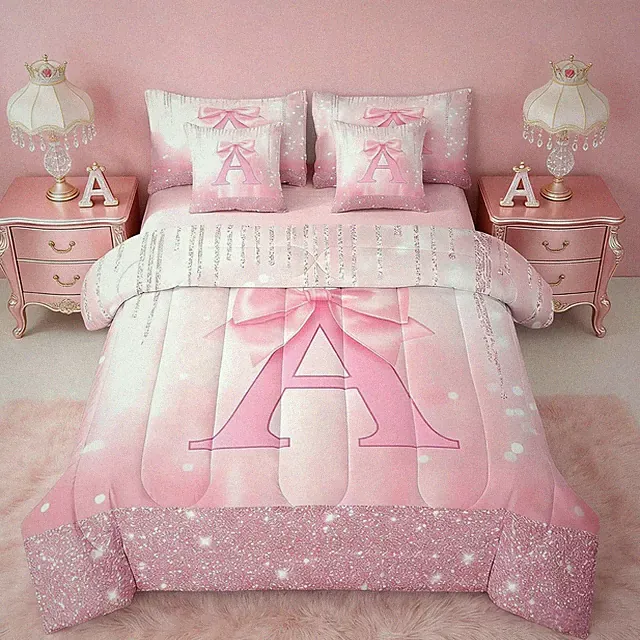 Personalized Pink Bowknot Queen Bed in a Bag Set for Kids - 7 Pieces