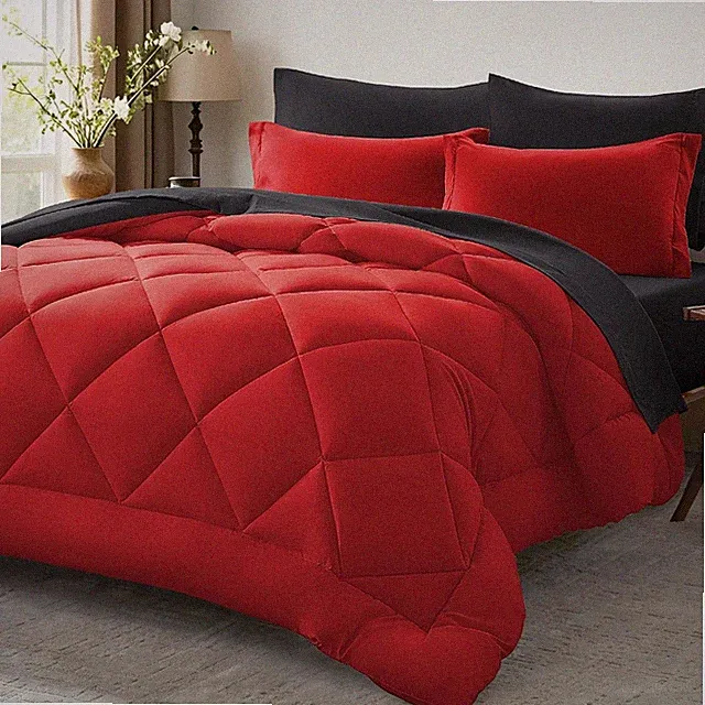Queen Comforter Set -7 Pieces Bed in a Bag Queen Size, Reversible Bed Set with
