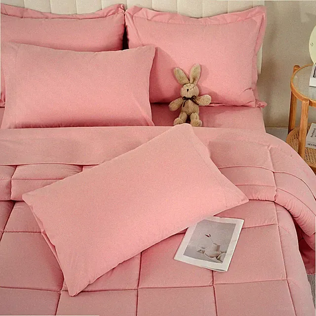 Queen Comforter Set, 7 Pieces Bedding Sets Queen Pink, All Season down Alternati