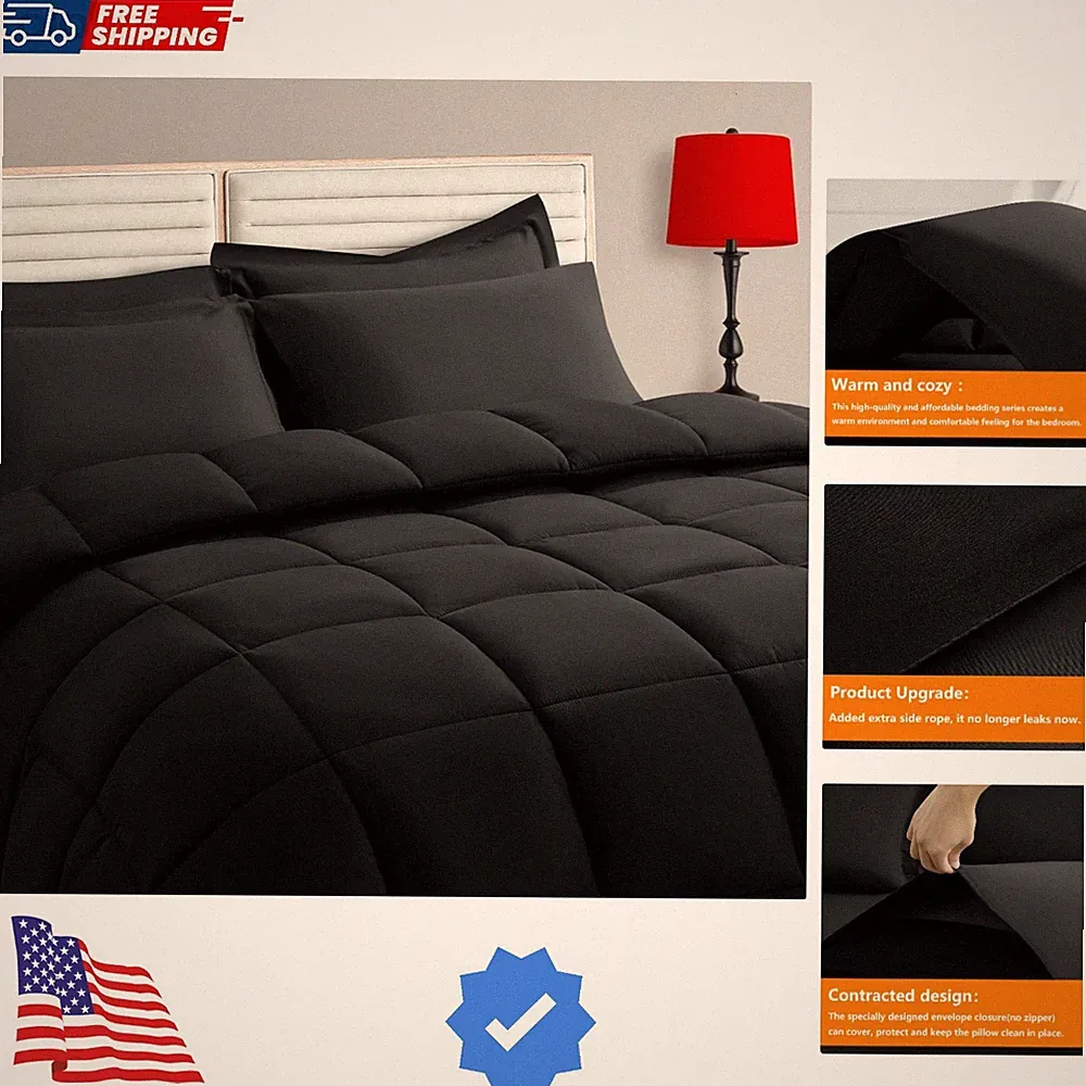 Queen Size Comforter Set - 7 Pieces, Bed in a Bag Bedding Sets with All Seaso...