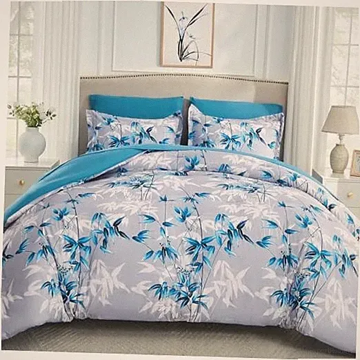 Size Comforter Set - 7 Pieces Bed in a Bag Botanical Bamboo Leaf King Blue