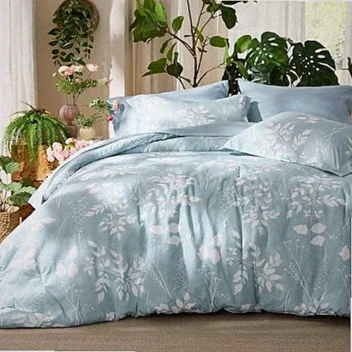 Sky Blue Comforter Set - 7 Pieces Bedding Sets Bed Floral Full 04 - Sky Blue