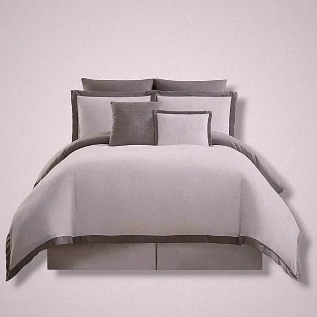 Truly Soft Everyday Gray White Hotel Border 7-Pc. Duvet Cover Set, King/Cal King